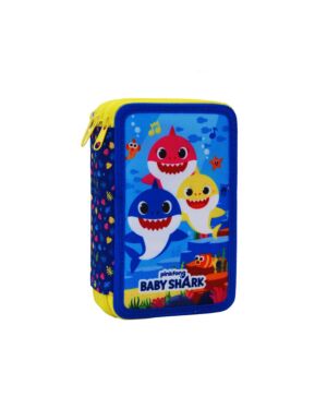 Filled 3 Zipped Round Pencil Case Baby Shark PL1274