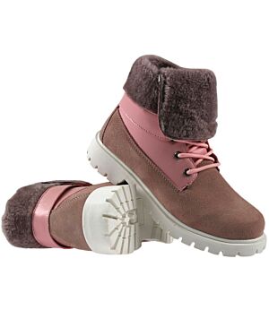  Ladies Fur Lined Foldable Suede Leather Winter Boots 19008 3-8 (123321) NT-19008 pink