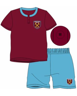 Boys West Ham Football Shortie Pyjama Set 3-12 Years PL898