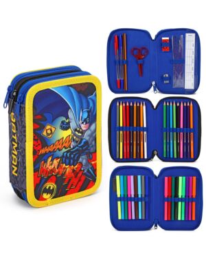  3 Zipped Filled Pencil Cases Batman TM2210