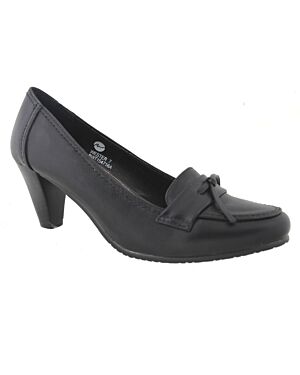 Boardwalk Junior Girls Black Hi Heel Court Shoes Webster 2.5-5 (1333) NT-Webster Girls 