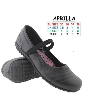 Boardwalk Junior Girls Shoes With A Elastic Strap Aprilla 2.5-5 (2332) NT-Aprilla Girls