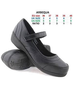 Boardwalk Ladies Velcro Strap Wedge Casual Shoe Arbequa 3-7 (23311) NT-Arbequa