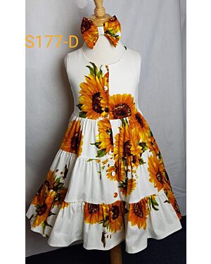 Baby Girls All Over Printed dress With A Bow And Frill S177-D