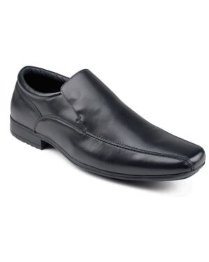 Boys Front Belmont Black Leather Slip On Smart School Shoes