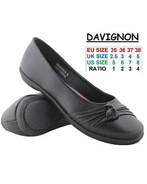 Boardwalk Junior Girls Bow Slip On Shoes Davignon 2.5-5 (1234) NT-Davignon Girls 