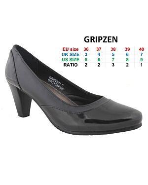 Boardwalk Ladies Black Hi Heel Court Shoes Gripzen NT-Gripzen