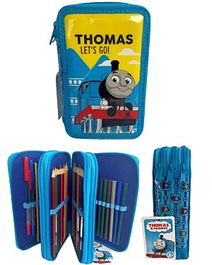 Filled 3 Zipped Round Pencil Case Thomas___TM1004P-9499