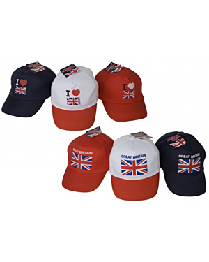 ADULT 'I HEART GB' BASEBALL CAP 2 ASSORTED PL1616