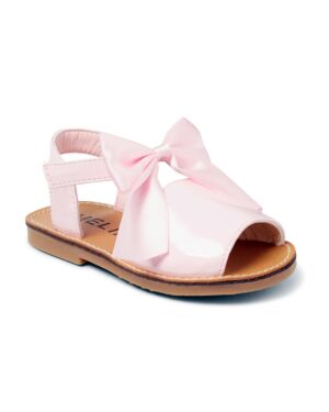 Martina- Girls Sandals in white and Pink with a removable Bow PL19440
