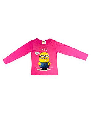 Minions Girls Pink I love you Long Sleeve Top TD10073