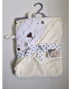 Cream Sheep Embroidered Towelling Cuddle Robe DB003