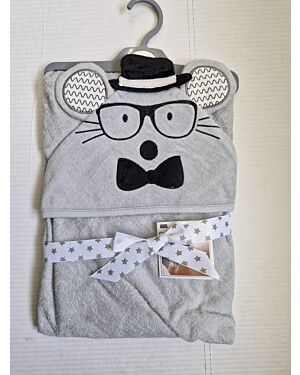 Grey Mouse Embroidered Towelling Cuddle Robe DB007
