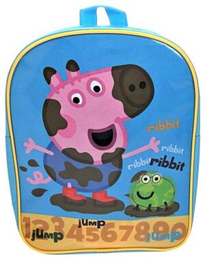 Official Peppa Pig And Frog Jump Ribbit Deluxe School Backpack Children Sky blue  PL748 WH