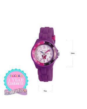 Tikkers Girls Purple Silicone Strap Butterfly Time Teacher Watch TK0041