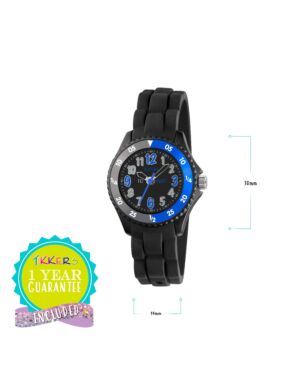 Tikkers Boys Black Silicone Strap Time Teacher Watch TK0116