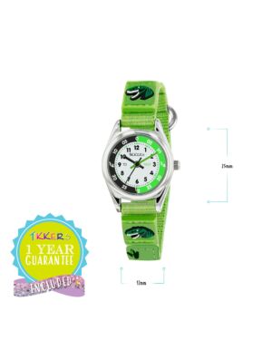 Tikkers Boys Green Fabric Rip Strap Dinosaur Time Teacher Watch TK0149