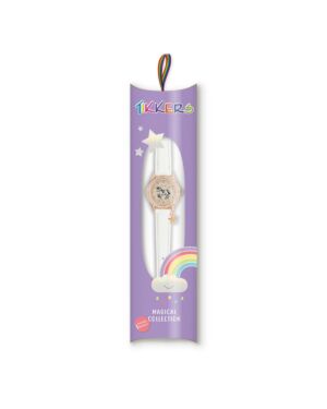 Tikkers Girls White PU Strap Stone Set Case Watch TK0171