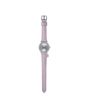 Tikkers Girls Lilac PU Strap Butterfly Dial and Charm Watch TK0187