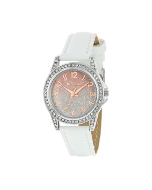 Tikkers Girls White PU Strap Ombre Shimmer Dial Watch TK0190