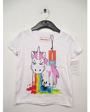 CHILDRENS EXCHAINSTORE  T-SHIRT WHITE UNICORN PRINT PL8011 