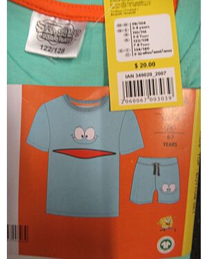 KIDS SPONGEBOB SHORTY SET STYLE 5 PL19282 