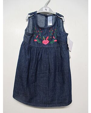 GIRLS EXCHAIN STORE BRANDED DENIM EMBROIDERY DRESS PL17549