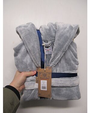 MENS EXCHAINSTORE BRAND FROSTED GREY HOODED  DRESSING GOWN PL18487 