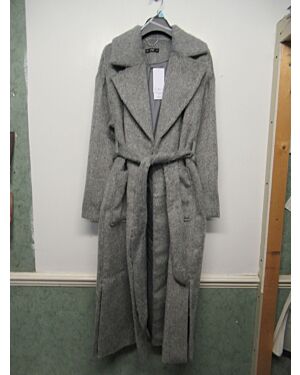LADIES EXCHAINSTORE BRAND LONG GREY BELTED COAT  PL19917  