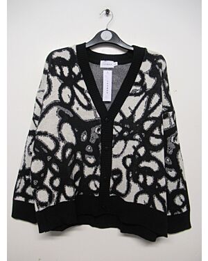 MENS EXCHAINSTORE BRANDED oversized cardigan with all over graffiti print in mono PL19710   