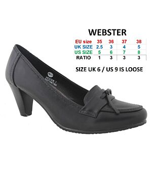 Boardwalk Junior Girls Black Hi Heel Court Shoes Webster 2.5-5 (1333) NT-Webster Girls 
