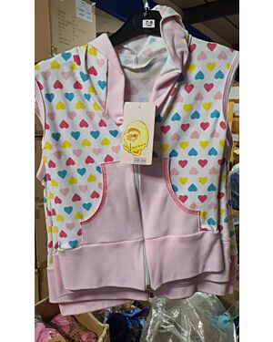 GIRLS SOFT COTTON ALL OVER PRINTED HEARTS WITH ZIP WAIST COAT MJ5604