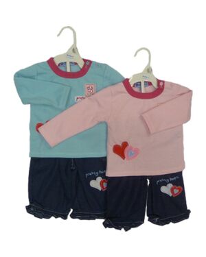 BABIES GIRLS 2 PCS SET WITH LOVE HEARTS ON TD3232