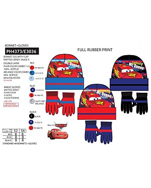 Lightning McQueen Cars hat and glove set TD8424