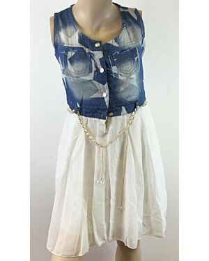 Girls Summer Fashionable Sleeveless Dress With A Frill Skirt TD9177