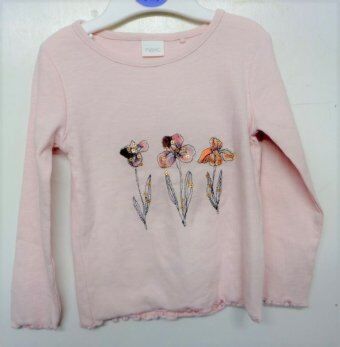 Baby Girls Ex Chain store Ribbed Top with a flower Design Ex