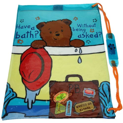 Paddington Bear Waterproof Blue Tote Swim Gym Bag Shoulder Strap